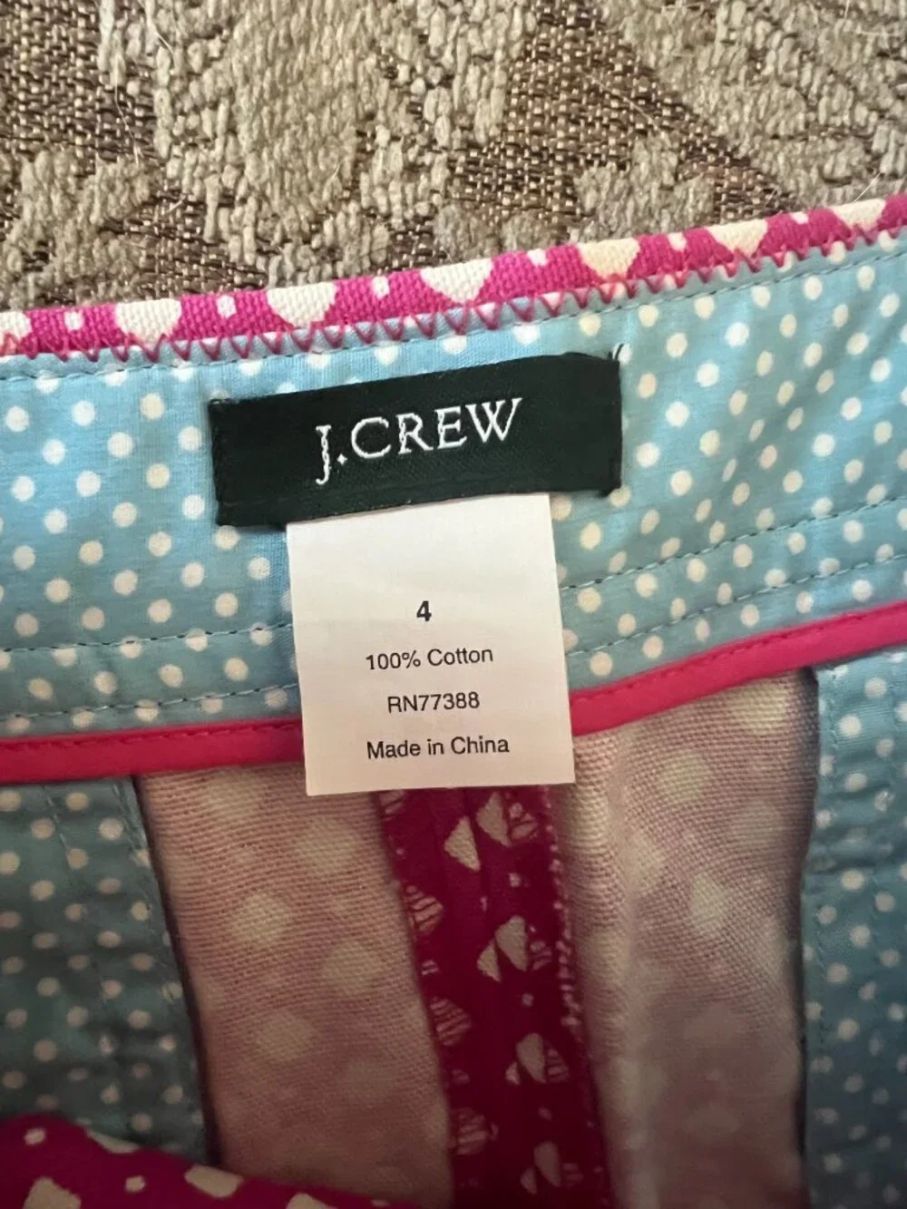 Pink and White Polka Dot Mini Skirt Size 4, by J. Crew - NEW CONDITION!